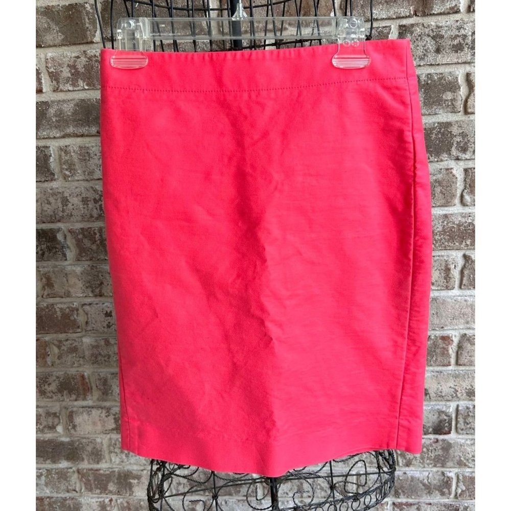 J Crew Pencil Skirt Sz 2 Tangerine Orange Modest Back Zip Vent Church Bu…